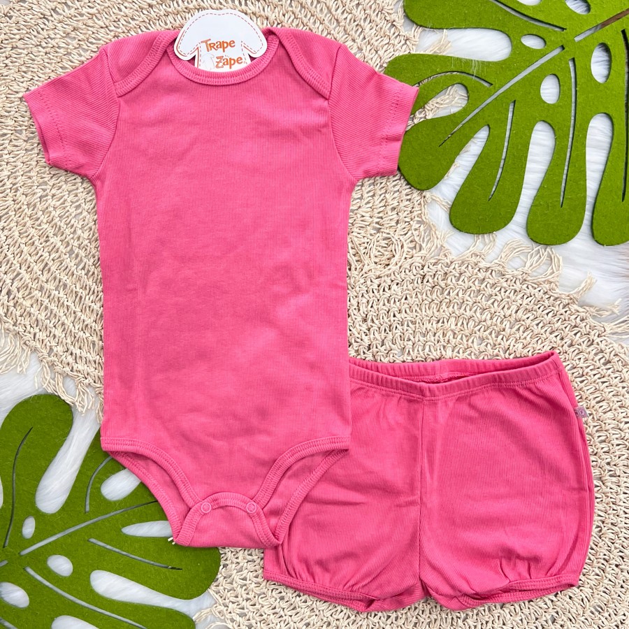 Conj Body e Short Canelado Pink